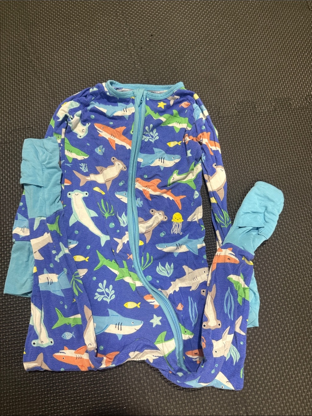 Little Sleepies Blue Shark & Sea Life One-Piece Pajamas